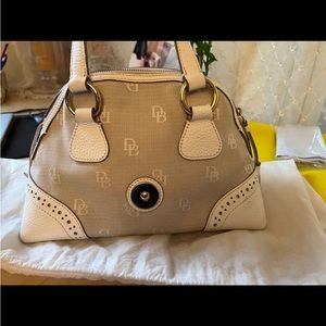Dooney & Bourke Signature Canvas Leather Top Handle Bag White